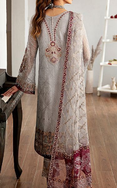 Ramsha Slate Grey Chiffon Suit | Pakistani Embroidered Chiffon Dresses- Image 2