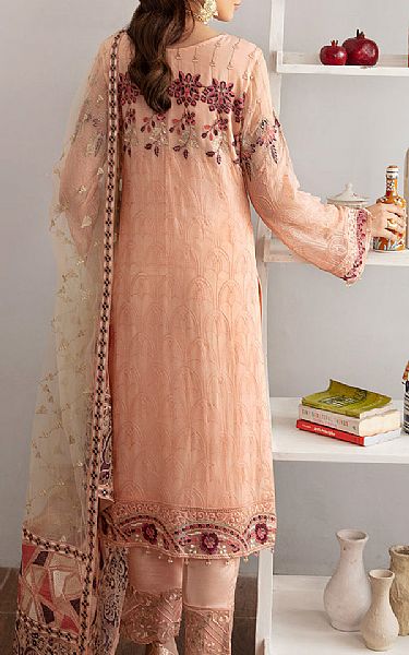 Ramsha Peach Chiffon Suit | Pakistani Embroidered Chiffon Dresses- Image 2