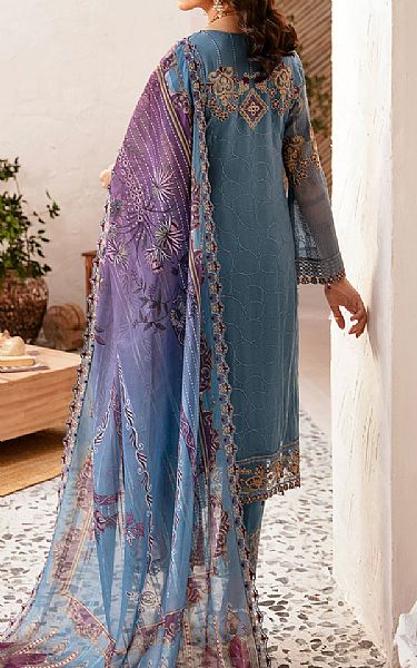 Ramsha Denim Blue Chiffon Suit | Pakistani Embroidered Chiffon Dresses USA- Image 2