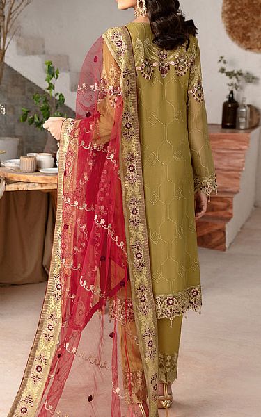 Ramsha Olive Chiffon Suit | Pakistani Embroidered Chiffon Dresses USA- Image 2