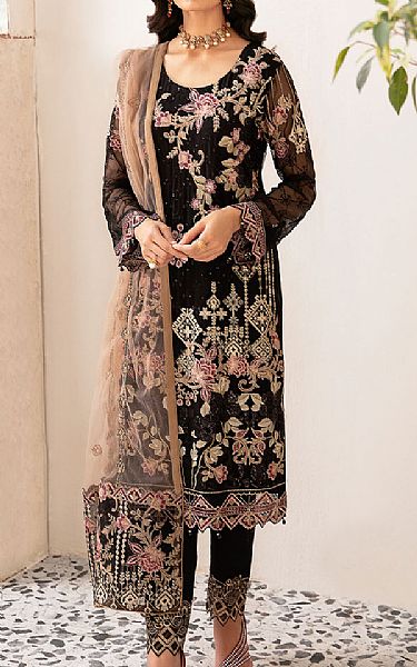 Ramsha Black Chiffon Suit | Pakistani Embroidered Chiffon Dresses USA- Image 1