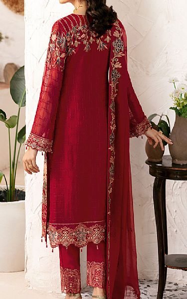 Ramsha Crimson Chiffon Suit | Pakistani Embroidered Chiffon Dresses USA- Image 2