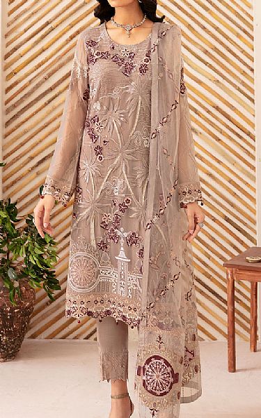 Ramsha Tan Chiffon Suit | Pakistani Embroidered Chiffon Dresses USA- Image 1