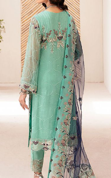 Ramsha Turquoise Chiffon Suit | Pakistani Embroidered Chiffon Dresses USA- Image 2