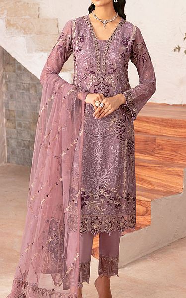 Ramsha Tea Pink Chiffon Suit | Pakistani Embroidered Chiffon Dresses USA- Image 1