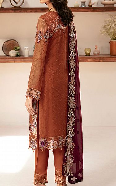 Ramsha Rust Chiffon Suit | Pakistani Embroidered Chiffon Dresses USA- Image 2