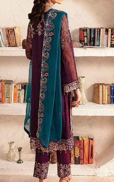 Ramsha Plum Chiffon Suit | Pakistani Embroidered Chiffon Dresses USA- Image 2