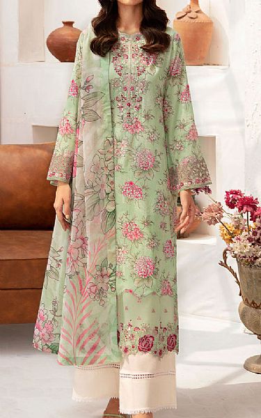 Ramsha Light Green Lawn Suit | Pakistani Lawn Dress in USA- Image 1