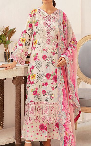 Ramsha Off-white Lawn Suit | Pakistani Lawn Dress in USA- Image 1