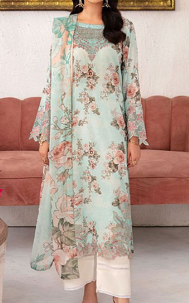 Ramsha Turquoise Lawn Suit | Pakistani Lawn Dress in USA- Image 1