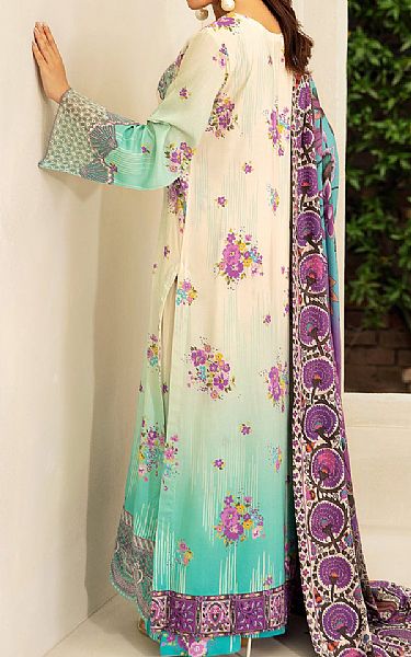 Ramsha Ivory/Light Sea Green Viscose Suit | Pakistani Winter Dresses in USA- Image 2