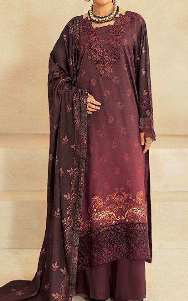 Ramsha Wine Viscose Suit | Pakistani Winter Dresses in USA- Image 1