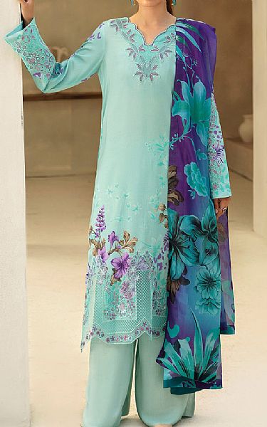 Ramsha Light Turquoise Viscose Suit | Pakistani Winter Dresses in USA- Image 1