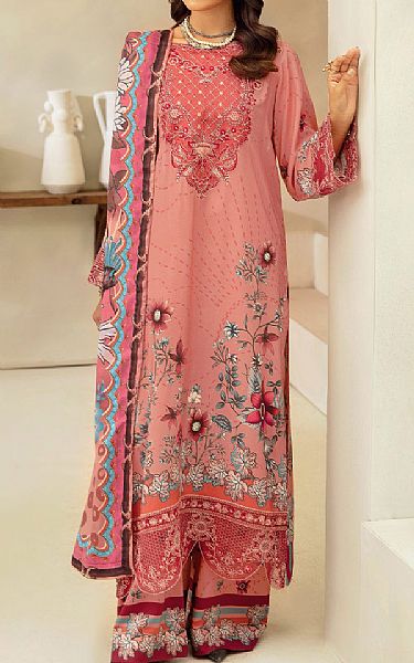 Ramsha Peach Viscose Suit | Pakistani Winter Dresses in USA- Image 1
