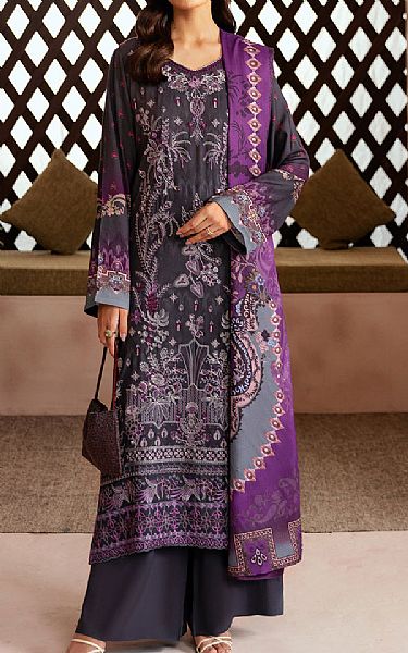 Ramsha Charcoal Grey Viscose Suit | Pakistani Winter Dresses in USA- Image 1