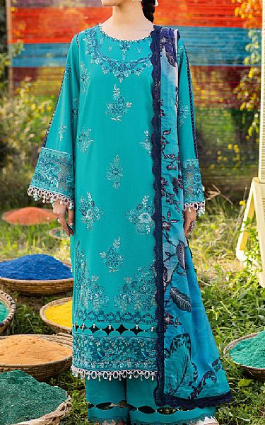 Ramsha Teal Lawn Suit | Pakistani Lawn Dress in USA- Image 1