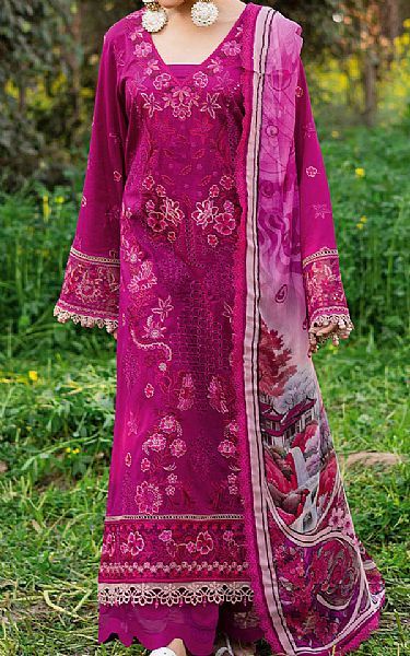 Ramsha Cerise Pink Lawn Suit | Pakistani Lawn Dress in USA- Image 1