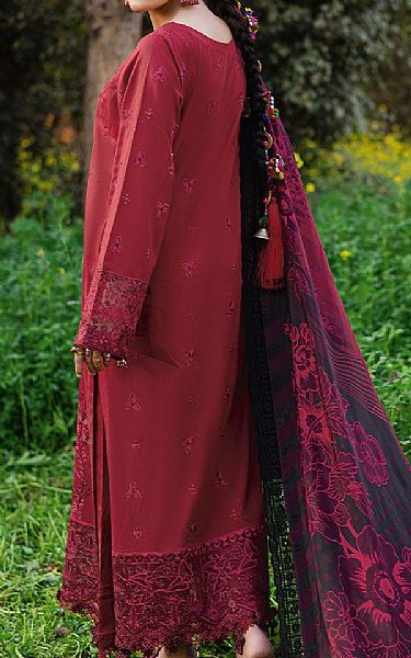 Ramsha Vivid Burgundy Lawn Suit | Pakistani Lawn Dress in USA- Image 2
