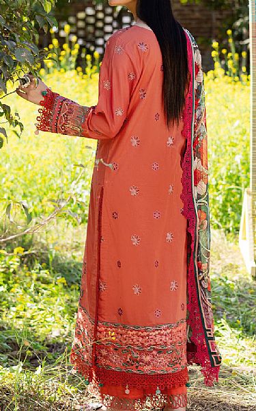 Ramsha Shocking Orange Lawn Suit | Pakistani Lawn Dress in USA- Image 2