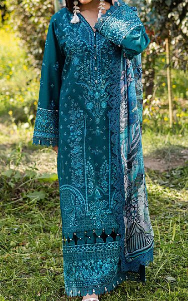 Ramsha Teal Lawn Suit | Pakistani Lawn Dress in USA- Image 1