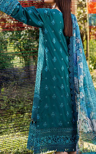 Ramsha Teal Lawn Suit | Pakistani Lawn Dress in USA- Image 2