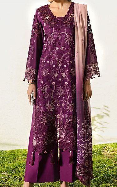 Ramsha Egg Plant Lawn Suit | Pakistani Lawn Dress in USA- Image 1
