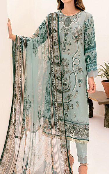 Ramsha Light Turquoise Lawn Suit | Pakistani Lawn Suits- Image 1