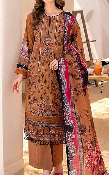 Ramsha Brown Lawn Suit | Pakistani Lawn Dress in USA- Image 1