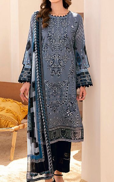 Ramsha Teal Grey Lawn Suit | Pakistani Lawn Suits- Image 1