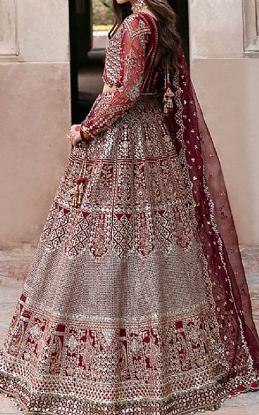 Ramsha Maroon Organza Suit | Pakistani Embroidered Chiffon Dresses USA- Image 2