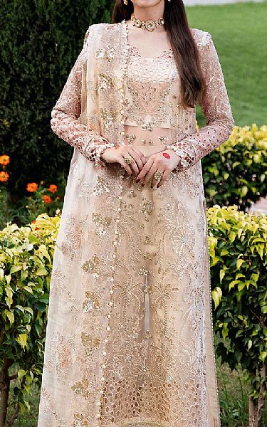 Ramsha Ivory Organza Suit | Pakistani Embroidered Chiffon Dresses USA- Image 2