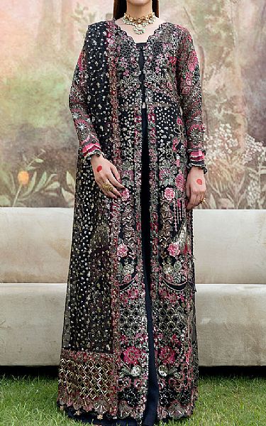 Ramsha Black Organza Suit | Pakistani Embroidered Chiffon Dresses USA- Image 1