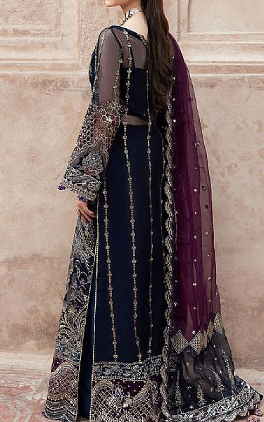 Ramsha Navy Organza Suit | Pakistani Embroidered Chiffon Dresses USA- Image 2