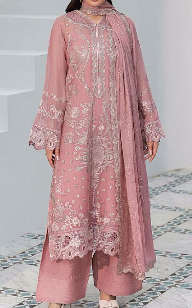 Ramsha Tea Pink Chiffon Suit | Pakistani Embroidered Chiffon Dresses USA- Image 1