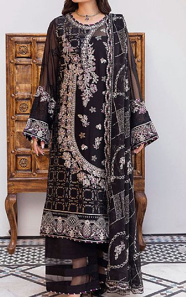 Ramsha Black Chiffon Suit | Pakistani Embroidered Chiffon Dresses USA- Image 1