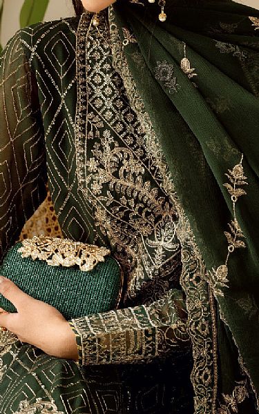 Ramsha Green Chiffon Suit | Pakistani Embroidered Chiffon Dresses USA- Image 3