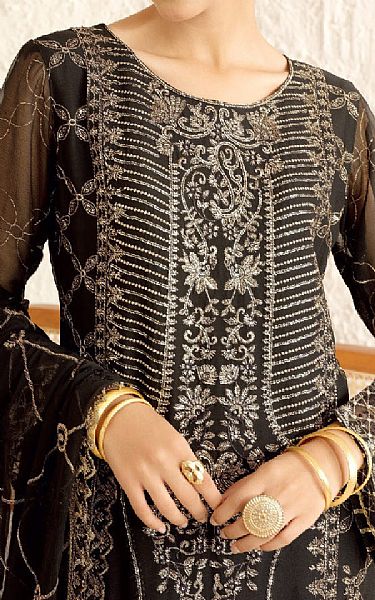 Ramsha Black Chiffon Suit | Pakistani Embroidered Chiffon Dresses USA- Image 3
