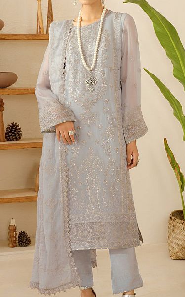 Ramsha Grey Chiffon Suit | Pakistani Embroidered Chiffon Dresses USA- Image 1