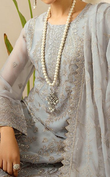 Ramsha Grey Chiffon Suit | Pakistani Embroidered Chiffon Dresses USA- Image 3