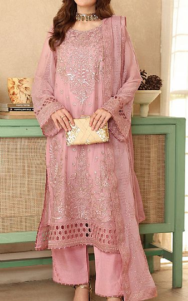 Ramsha Pink Chiffon Suit | Pakistani Embroidered Chiffon Dresses USA- Image 1