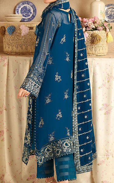 Ramsha Denim Blue Chiffon Suit | Pakistani Embroidered Chiffon Dresses USA- Image 2
