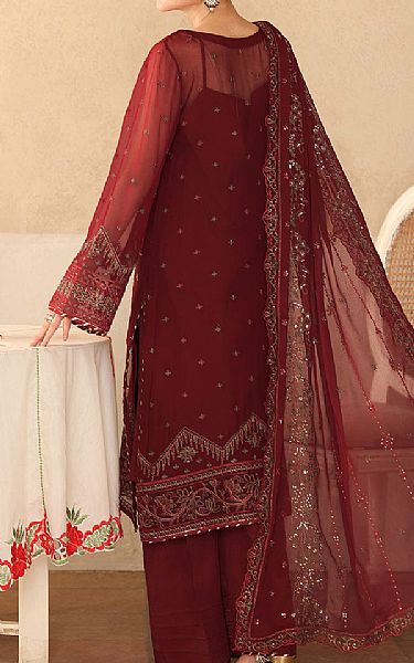Ramsha Maroon Chiffon Suit | Pakistani Embroidered Chiffon Dresses USA- Image 2