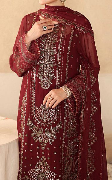 Ramsha Maroon Chiffon Suit | Pakistani Embroidered Chiffon Dresses USA- Image 3