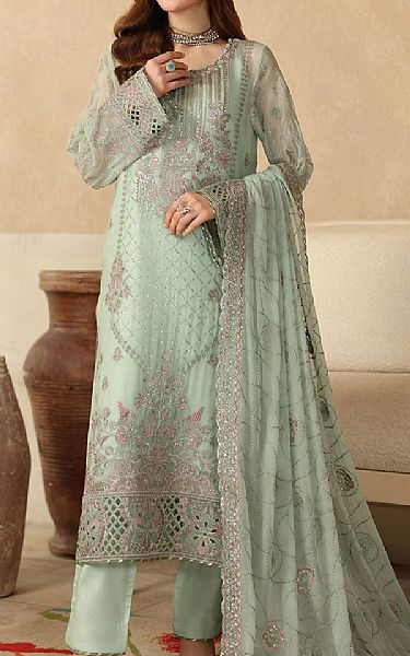 Ramsha Mint Green Chiffon Suit | Pakistani Embroidered Chiffon Dresses USA- Image 1