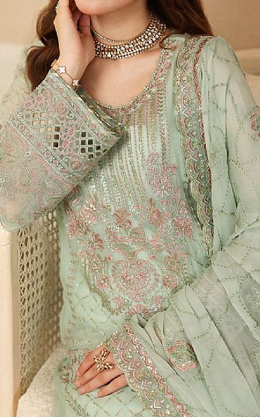 Ramsha Mint Green Chiffon Suit | Pakistani Embroidered Chiffon Dresses USA- Image 3