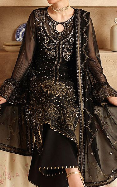 Ramsha Black Chiffon Suit | Pakistani Embroidered Chiffon Dresses USA- Image 3