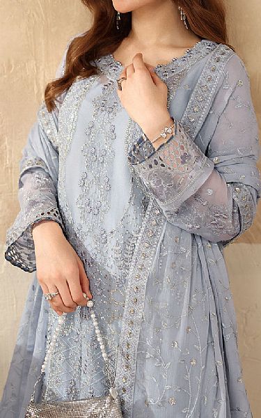 Ramsha Grey Chiffon Suit | Pakistani Embroidered Chiffon Dresses USA- Image 3
