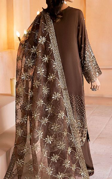 Ramsha Chestnut Brown Silk Suit | Pakistani Embroidered Chiffon Dresses USA- Image 2