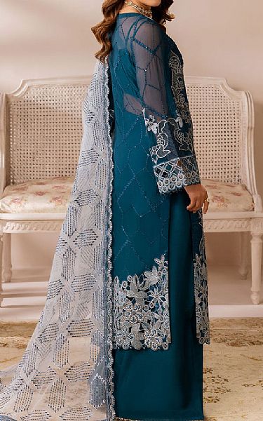 Ramsha Teal Chiffon Suit | Pakistani Embroidered Chiffon Dresses USA- Image 2