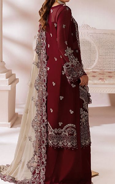 Ramsha Maroon Chiffon Suit | Pakistani Embroidered Chiffon Dresses USA- Image 2